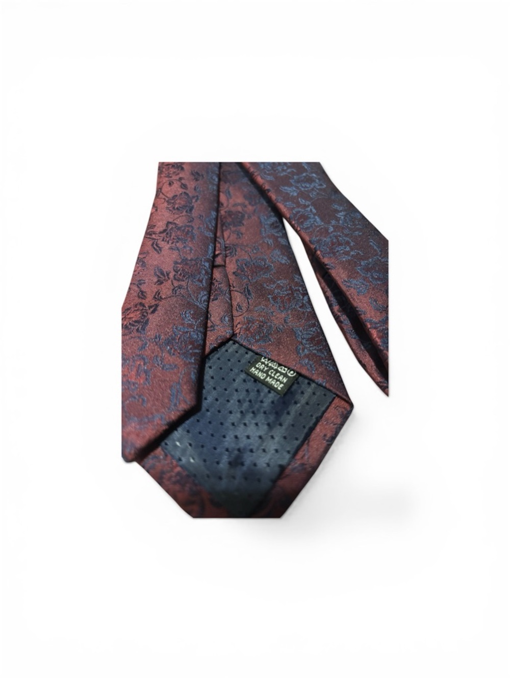 Men's Floral Jacquard Tie - Burgundy - Picture 3 of 3